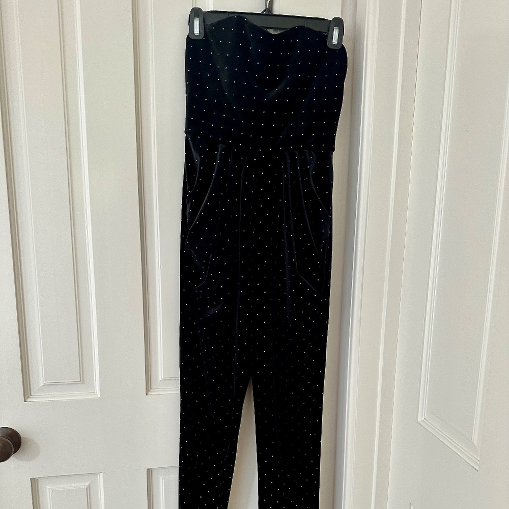 Monique Lhuillier Studded Velvet Jumpsuit